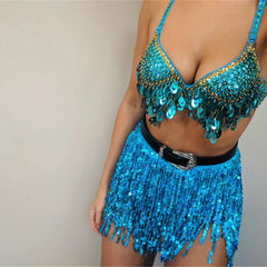 Belly Dance Glitter Sequins Wrap Tassel Skirt InsStreet