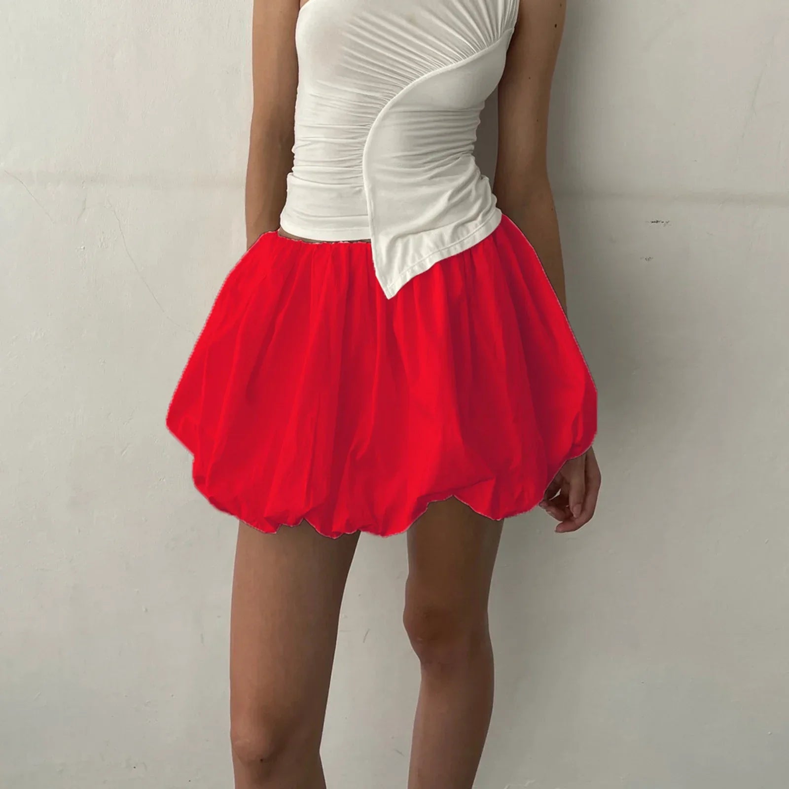 Y2K Bubble Pleated Hem A Line Mini Skirt InsStreet