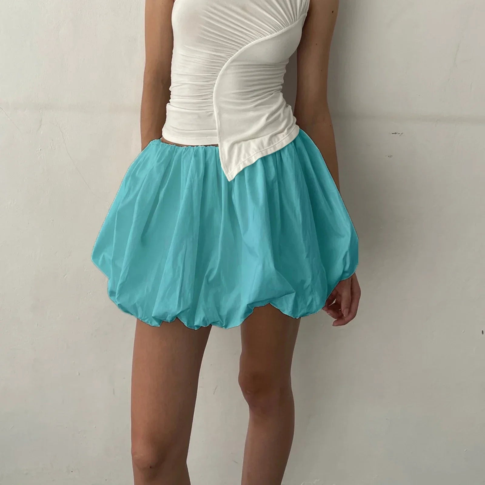 Y2K Bubble Pleated Hem A Line Mini Skirt InsStreet