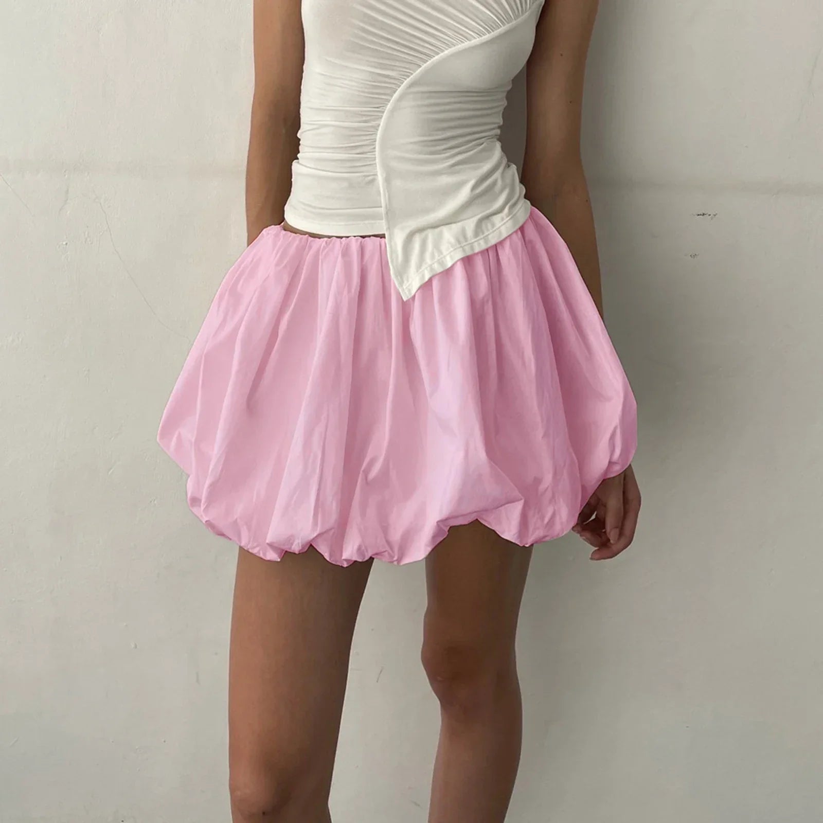 Y2K Bubble Pleated Hem A Line Mini Skirt InsStreet