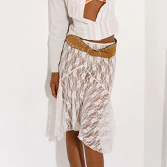 Summer See Through Boho Fairy Grunge Lace Maxi Skirt InsStreet