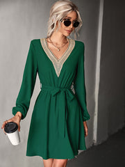 long-sleeved for V-neck dress lace women InsStreet