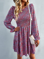 Gown Neck, and for Spring A-Line Flowered Skirt Round Long-Sleeved - Summer InsStreet