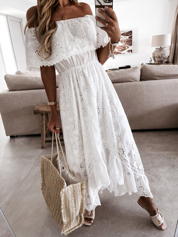 for Shoulder Lace Color Long Off Gown Solid Women InsStreet