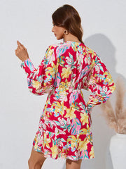 for Gown V-neck And Flare Fit Wrap Flowered Women InsStreet