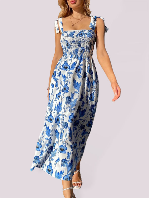 for Flowered Design Tiered Gown Smocked Women InsStreet