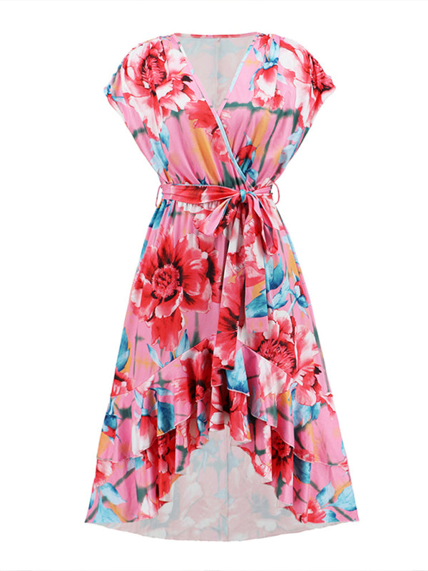 Gown Flowered for Front Wrap Design Midi Women InsStreet