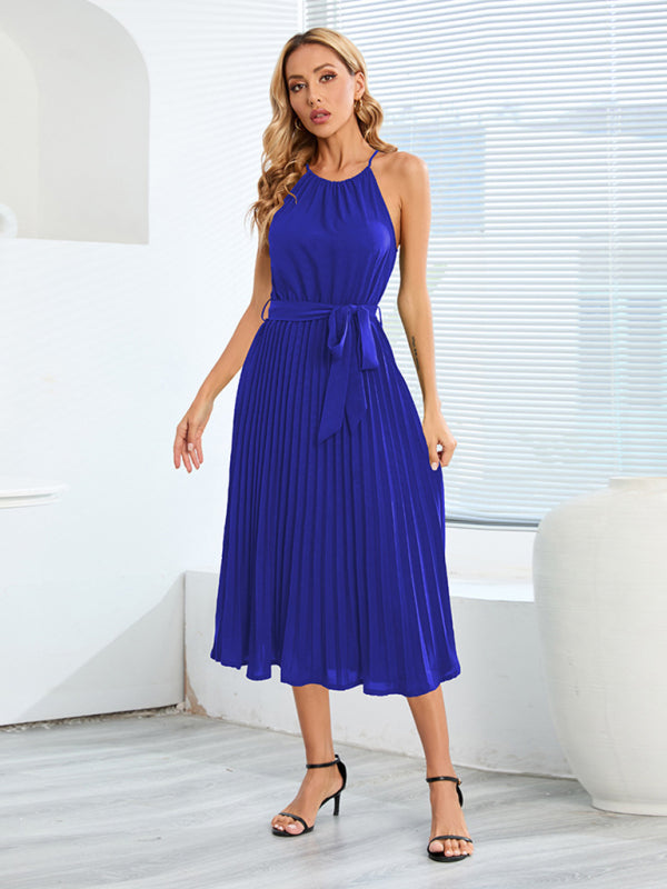 for Halter Midi Color Solid Folded Gown Women InsStreet