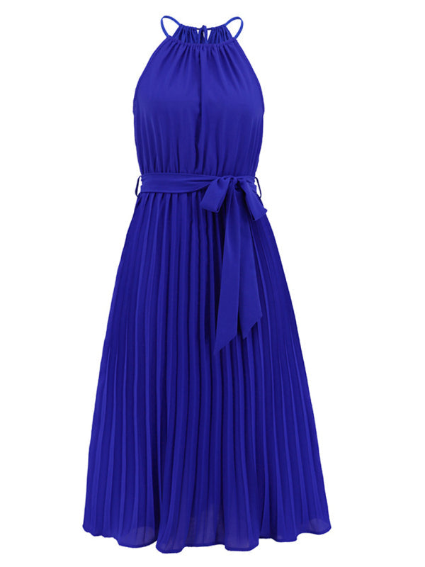 for Halter Midi Color Solid Folded Gown Women InsStreet