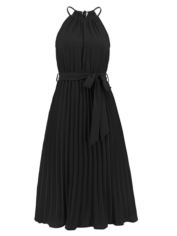 for Halter Midi Color Solid Folded Gown Women InsStreet