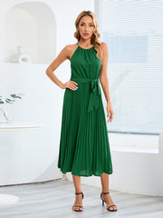 for Halter Midi Color Solid Folded Gown Women InsStreet