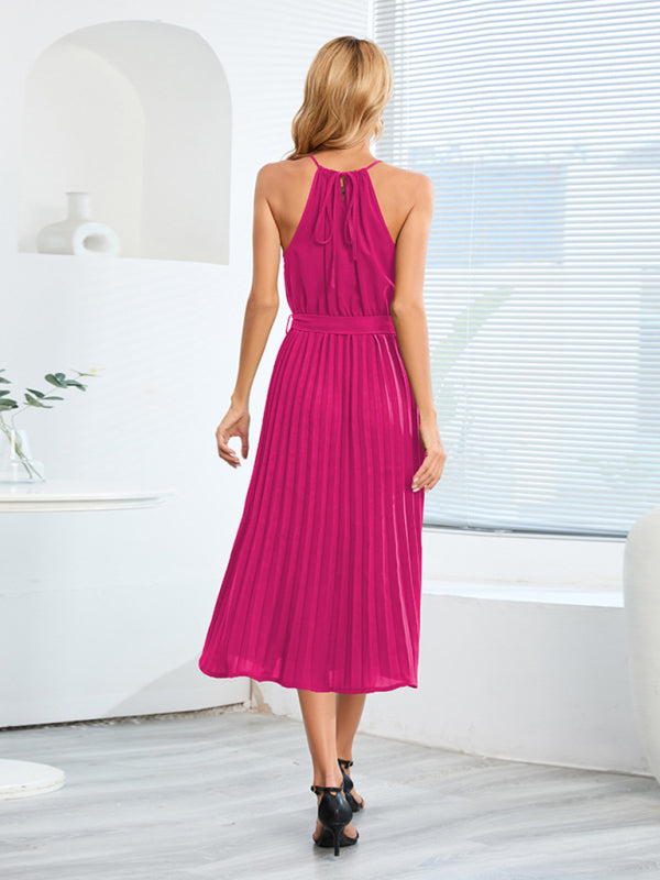 for Halter Midi Color Solid Folded Gown Women InsStreet