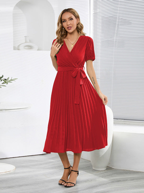 Color Faux Gown Solid Midi for Folded Wrap Women InsStreet