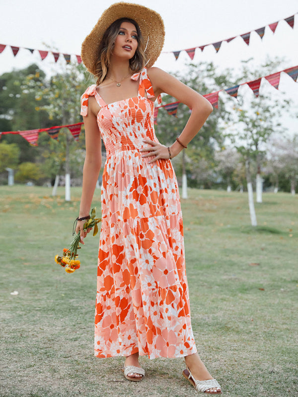 Gown Flowered Long for Resort Women InsStreet