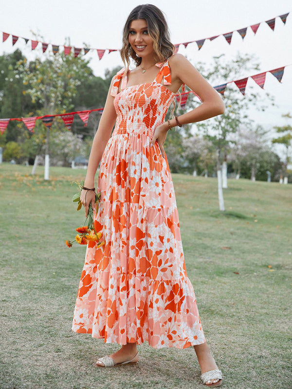 Gown Flowered Long for Resort Women InsStreet