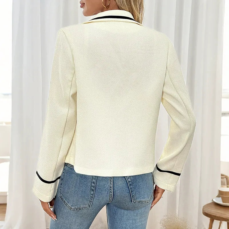 Contrast Trim Button-Up Blazer InsStreet