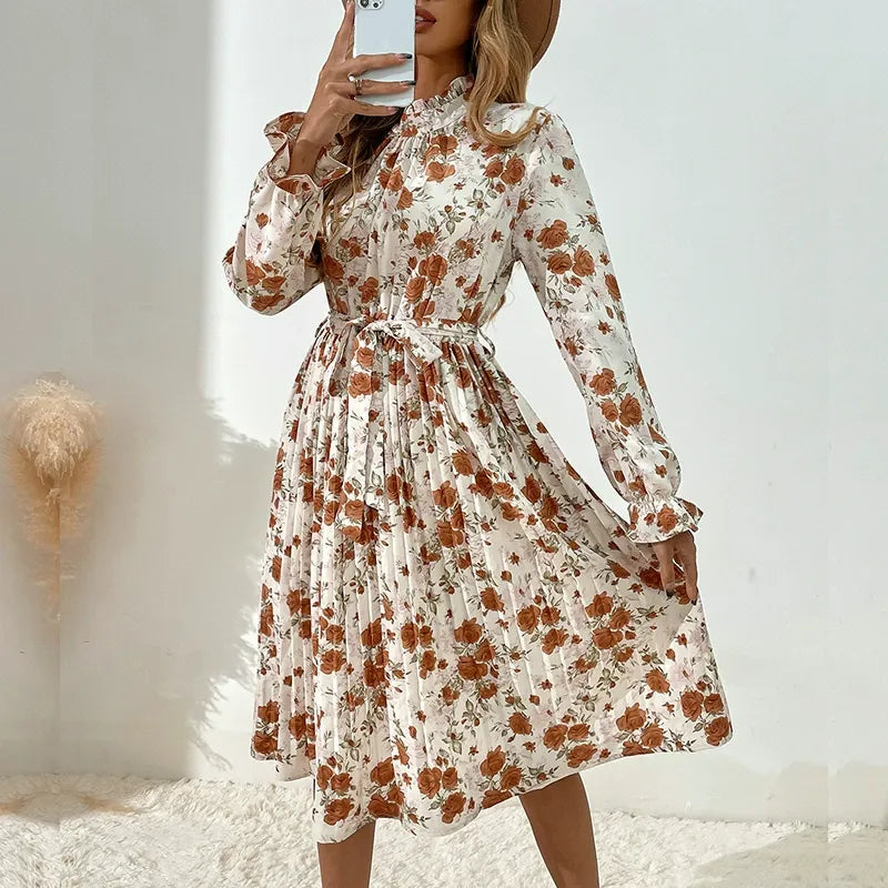 Lace-Up Pleated Dress InsStreet