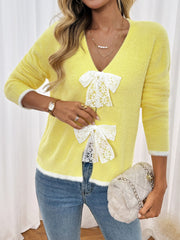 V-neck Bow Sweater InsStreet