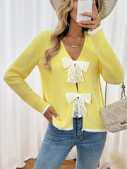 V-neck Bow Sweater InsStreet