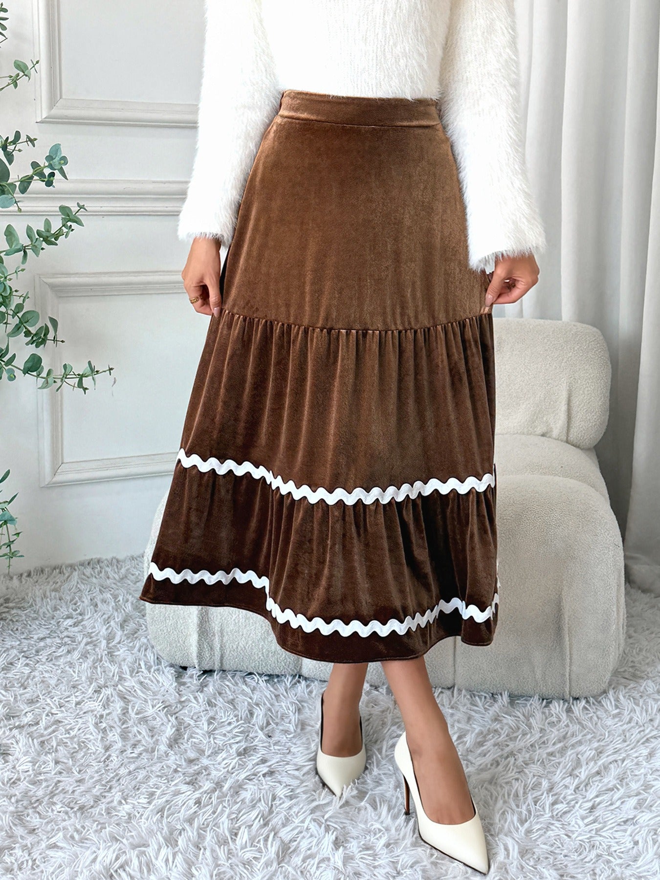 Elegant Velvet A-line Skirt InsStreet