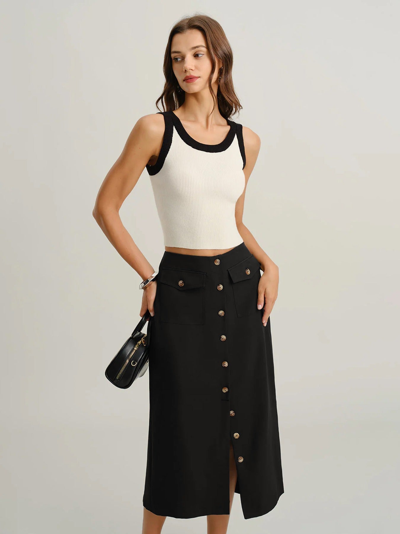 Retro Front-Slit Skirt InsStreet
