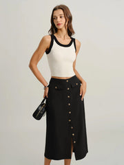 Retro Front-Slit Skirt InsStreet