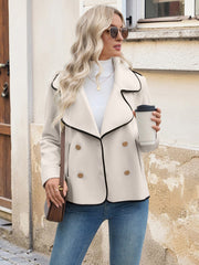 Double-Breasted Lapel Pocket Wool Coat InsStreet