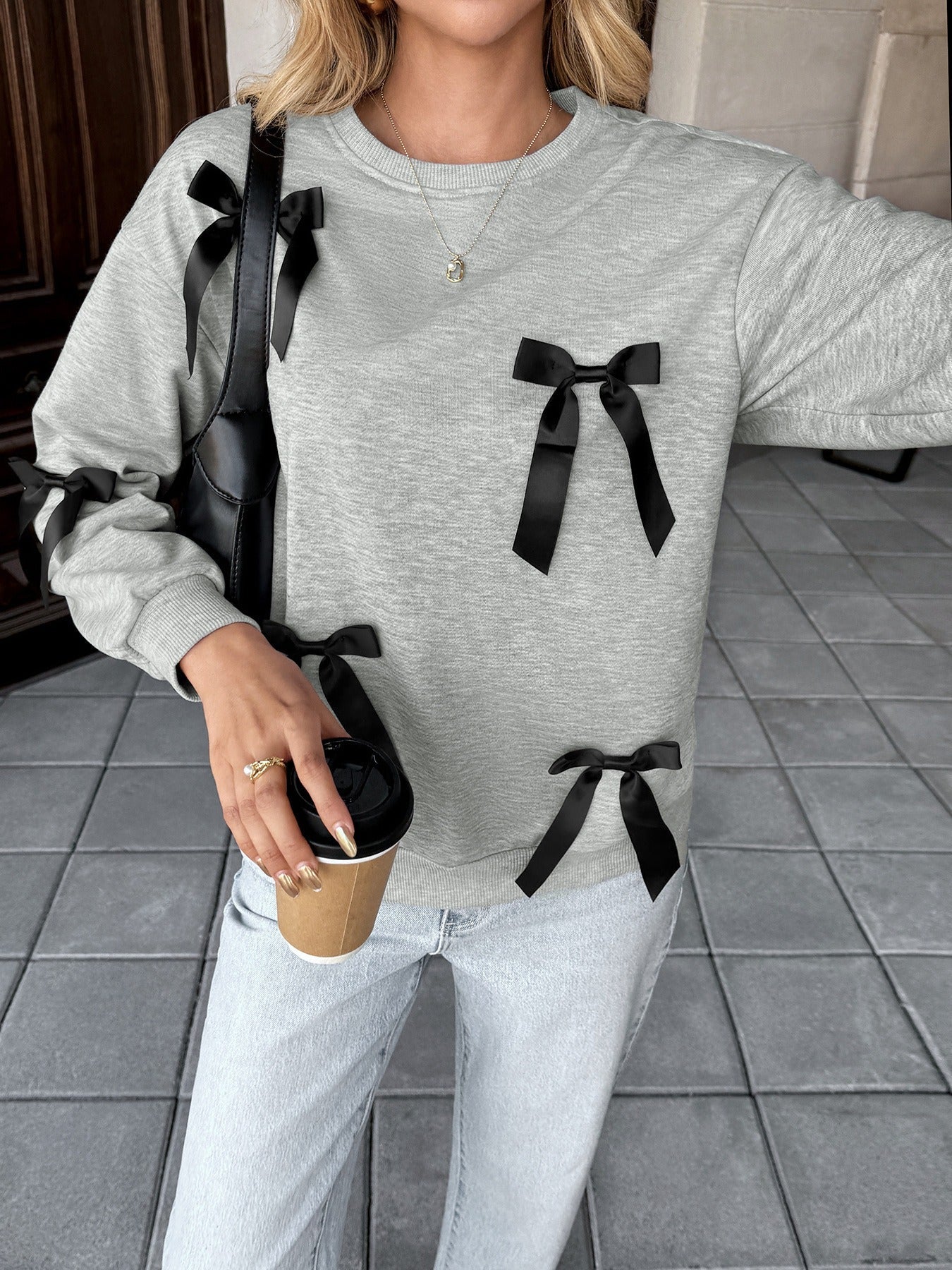 Grey Sweatshirt With Bow InsStreet