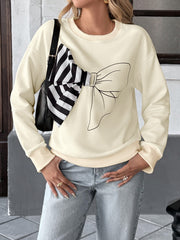 Casual Striped Bow Pullover Sweatshirt InsStreet