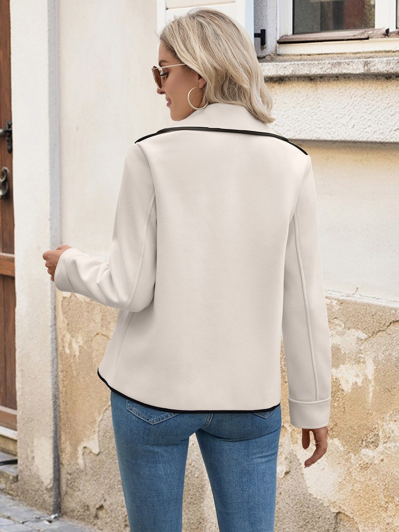 Double-Breasted Lapel Pocket Wool Coat InsStreet