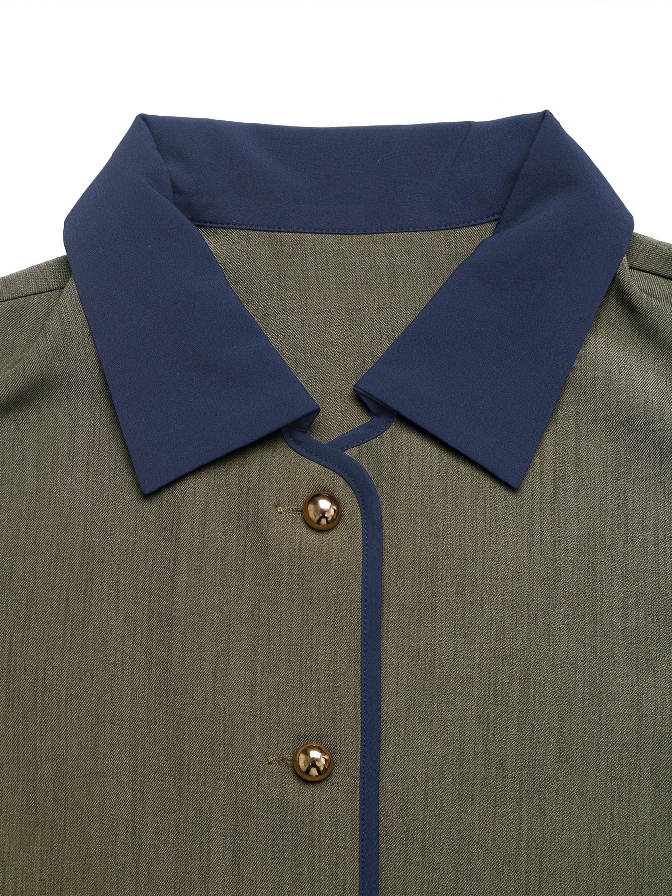 Button-Down Collar Color-Blocked Trim Coat InsStreet