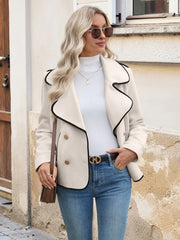 Double-Breasted Lapel Pocket Wool Coat InsStreet