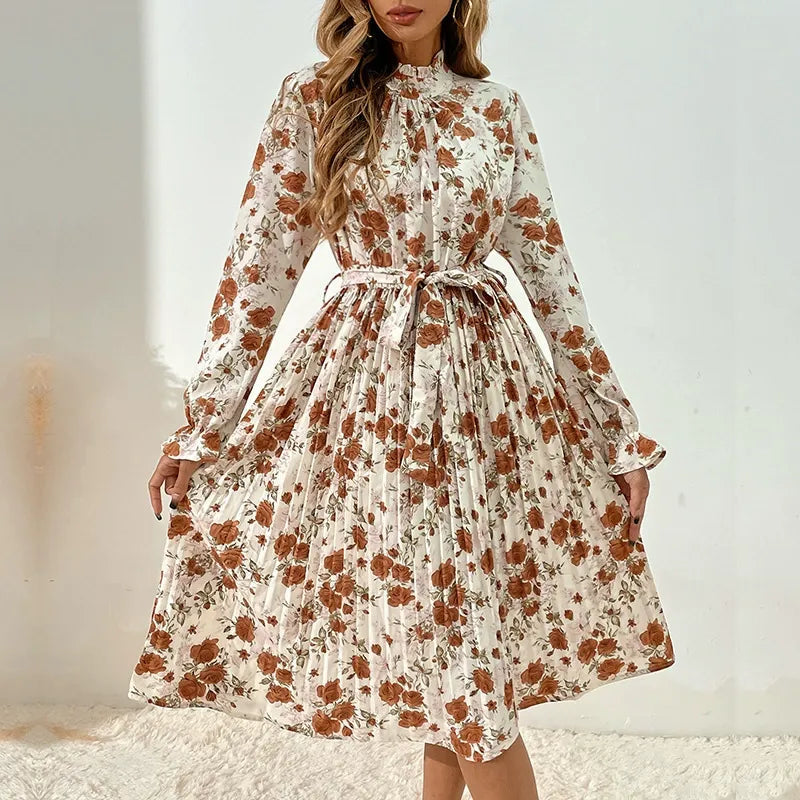 Lace-Up Pleated Dress InsStreet