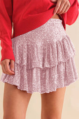 Mini Tiered Sequined Folded Skirt InsStreet