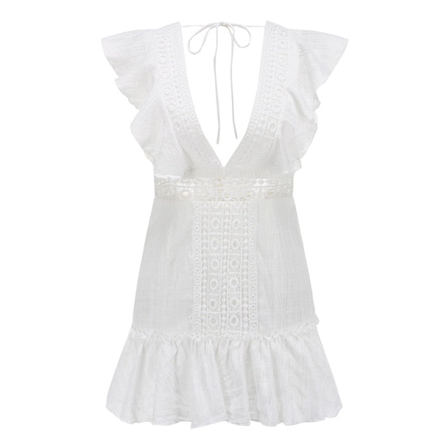 Embroidery Lace White Dress InsStreet