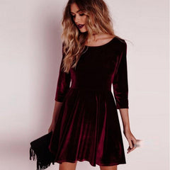 Swing Hem Velvet Dress InsStreet