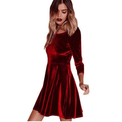 Swing Hem Velvet Dress InsStreet