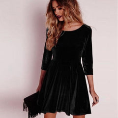 Swing Hem Velvet Dress InsStreet