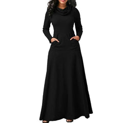 Warm High Collar Women Long-sleeved Dress InsStreet