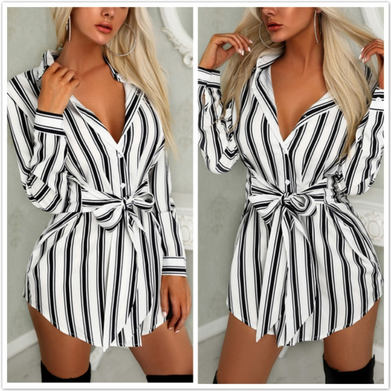 Sexy Bandage Shirt Dress InsStreet