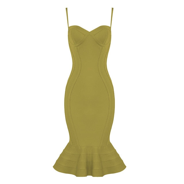 Pink Yellow Knee Length Rayon Bandage Dress InsStreet