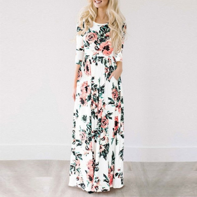 Ladies White Maxi Evening Party Dress InsStreet