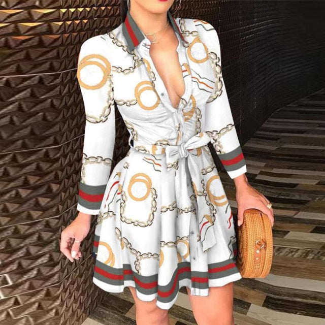 Elegant Turn-down Collar Long Sleeve Party Dresses InsStreet