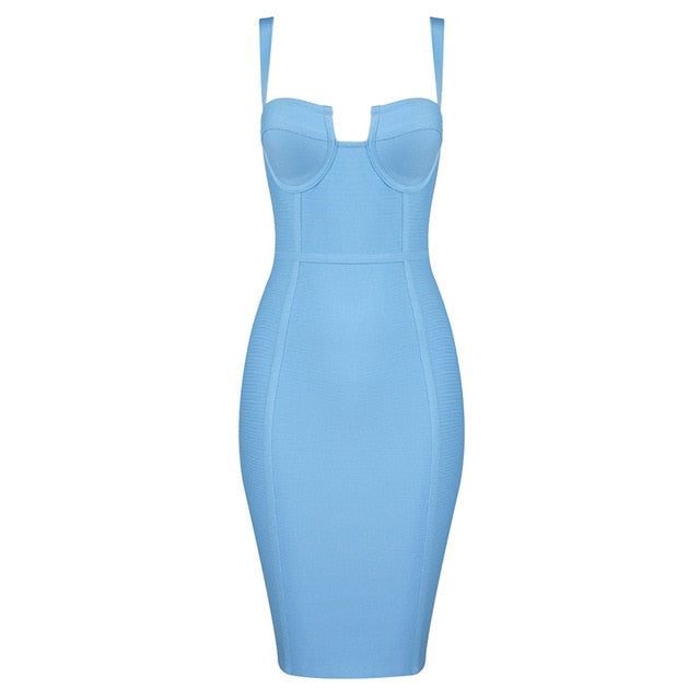 Sexy Blue Yellow Black Rayon Bandage Dress InsStreet