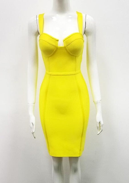 Sexy Blue Yellow Black Rayon Bandage Dress InsStreet