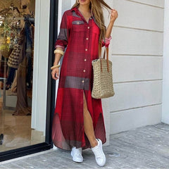 Long Sleeves Shirt Casual Plaid Vestidos Dress InsStreet