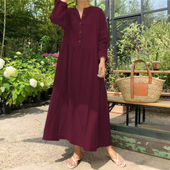 Casual Solid Long Shirt Dress InsStreet