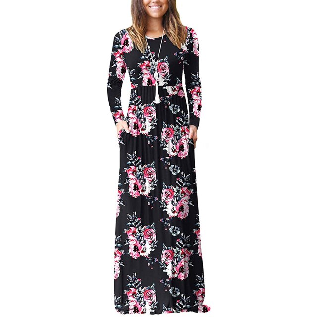 Floral Empire Pleated Maxi Casual Long Dresses InsStreet