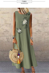 Midi Casual Linen Loose Sleeveless Maxi Dress InsStreet