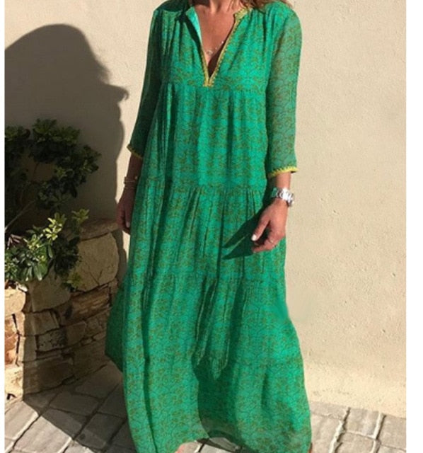 Long Sleeve Bohemian Maxi Dresses InsStreet